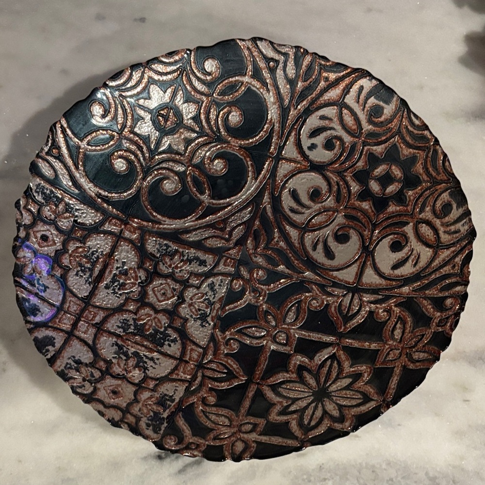 Intricate Black and Brown Decorative Plate